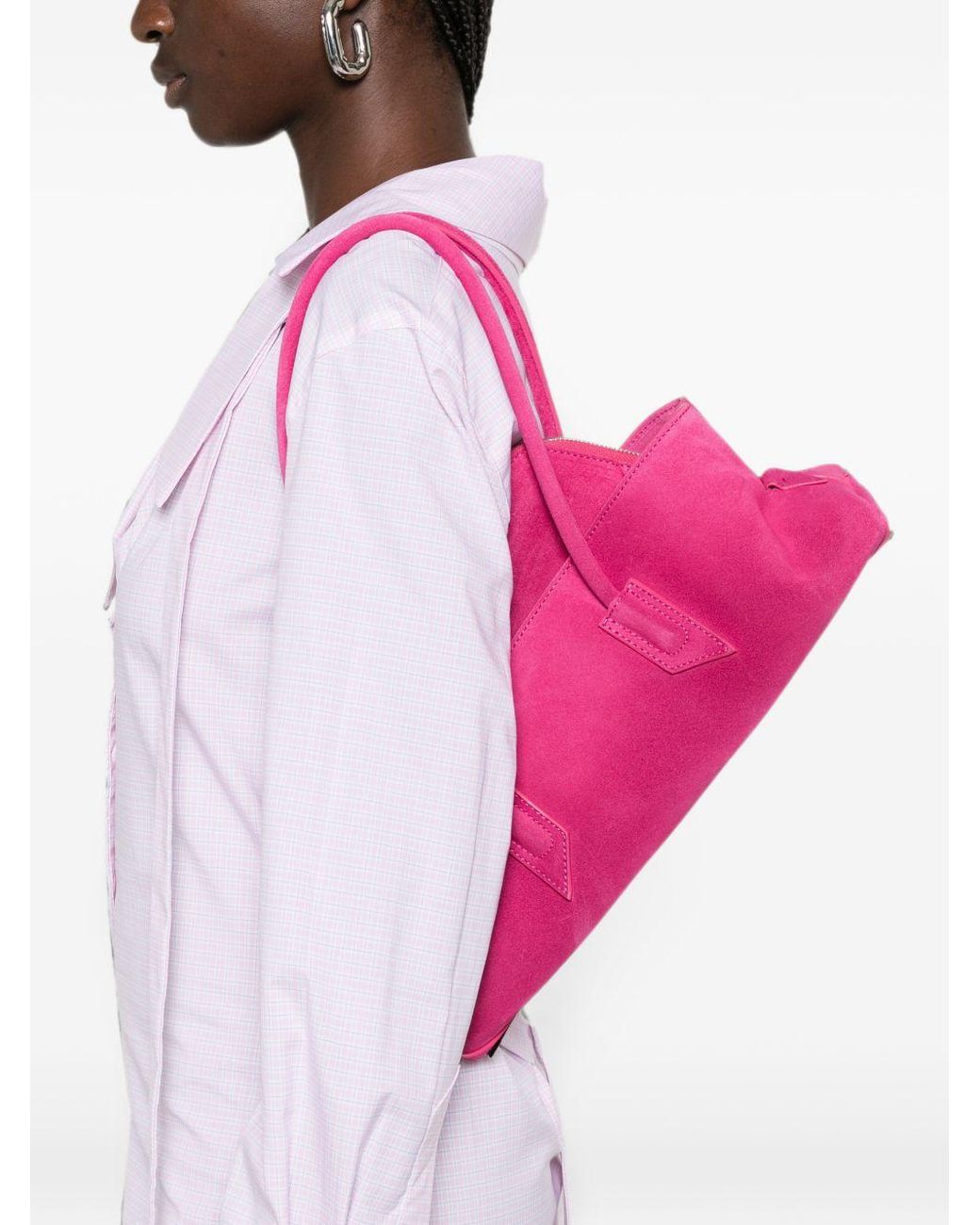 The Attico Pink La Passeggiata Small Leather Shoulder Bag