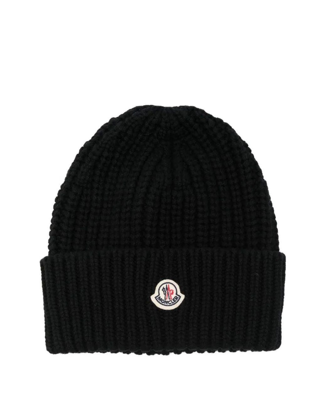 Moncler Geribbelde Muts Met Logo in het Black