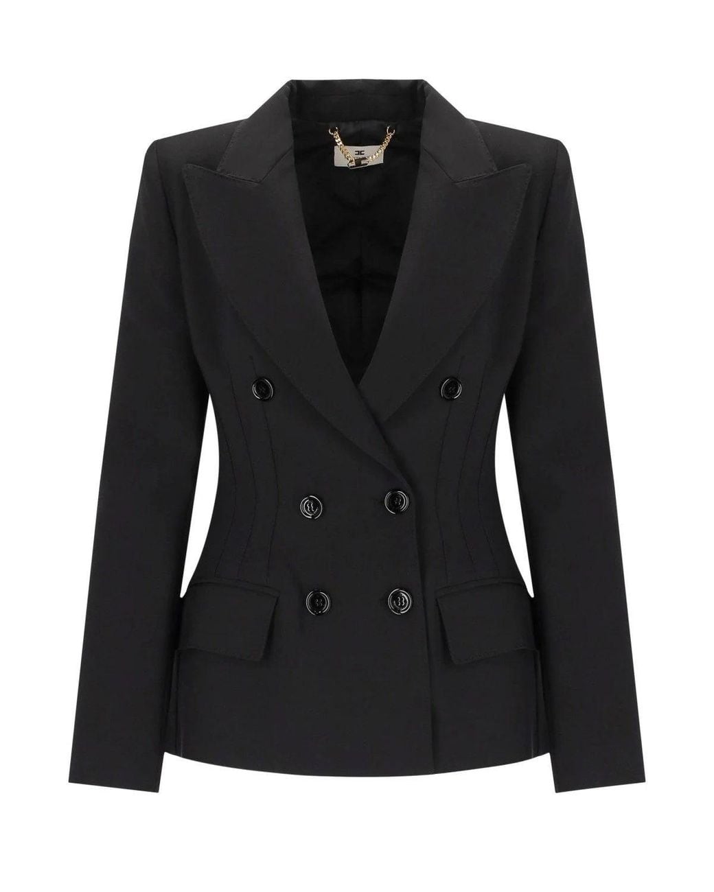Elisabetta Franchi Black Double Breasted Blazer