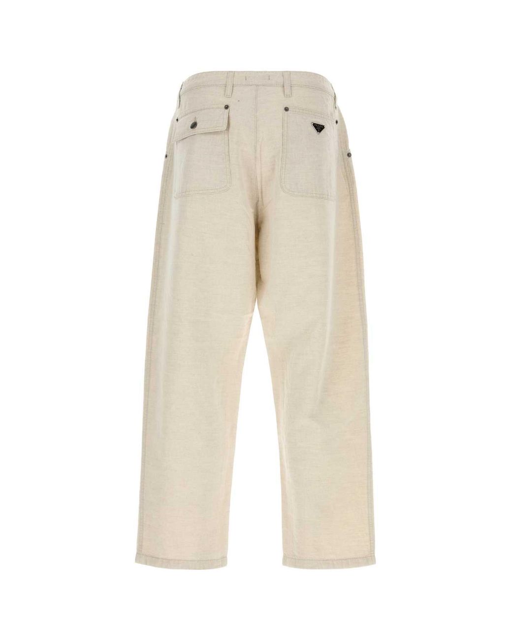 Prada Natural Melange Ivory Chambray Pant for men
