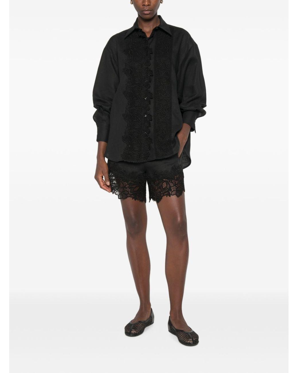 Ermanno Scervino Black Linen Oversized Shirt