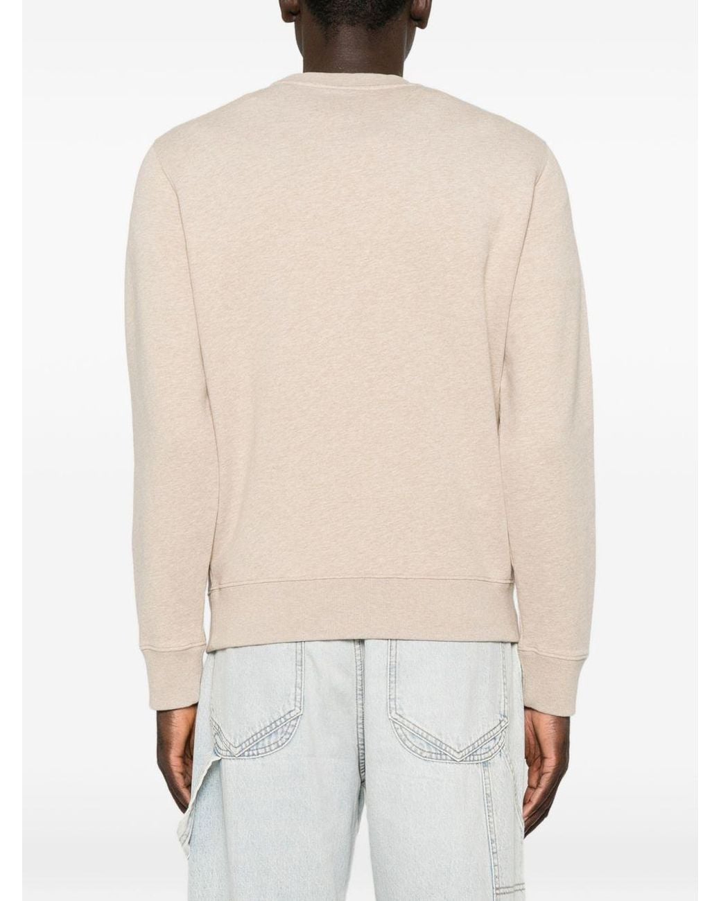 Maison Kitsuné Natural Fox Head Cotton Crewneck Sweatshirt