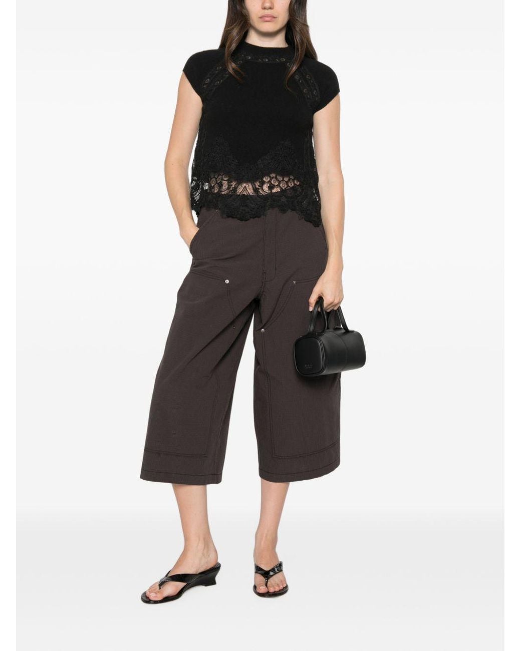 Ermanno Scervino Black Cashmere Lace Top