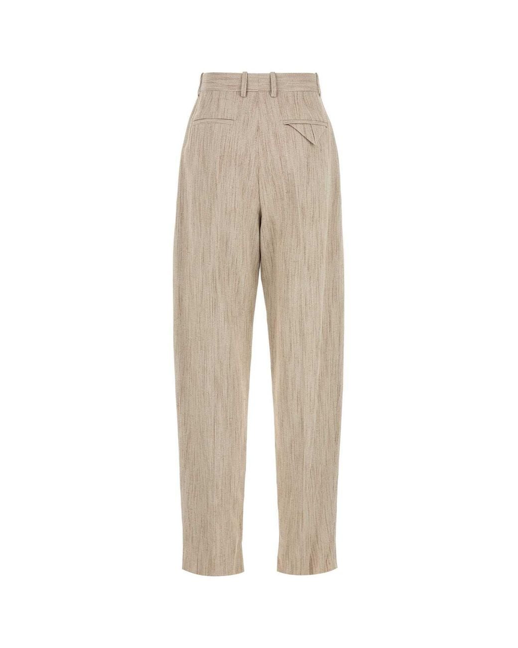 Bottega Veneta Natural Viscose Blend Trousers