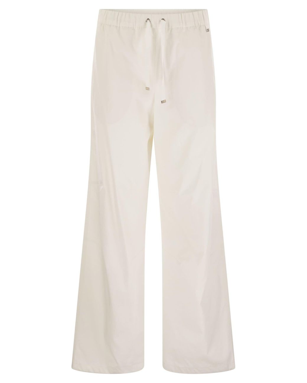Herno White Resort Cotton Trousers With Drawstring