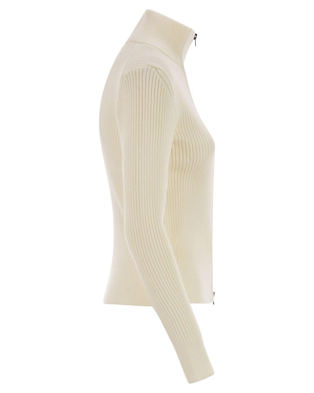 Herno Natural Wool Ribbed Cardigan