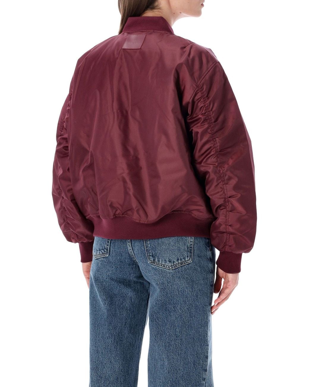 Anine Bing Red Silk-Look Wrap Coat