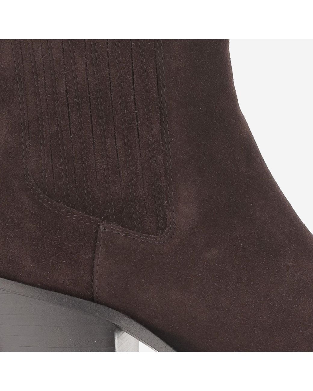 Paris Texas Brown Pointed-Toe Suede Ankle Boots With Metallic Detailing