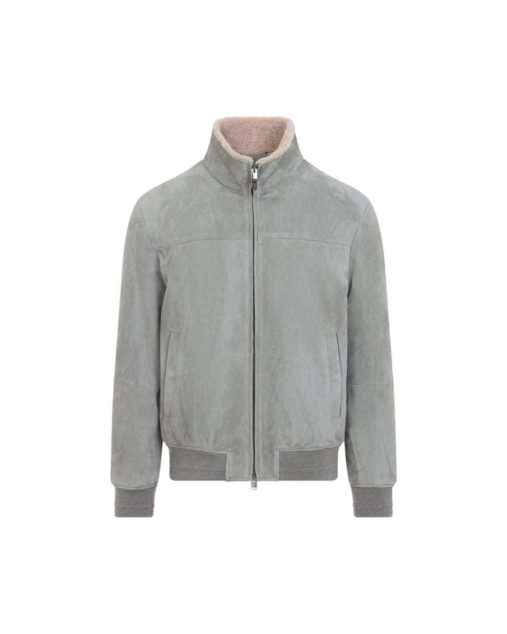 Canali Gray Bomber Jacket for men