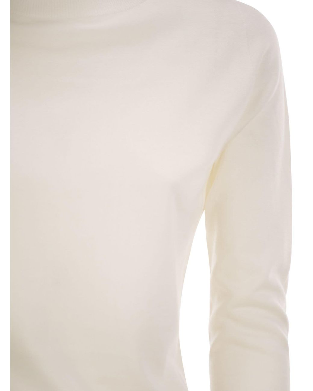 Fabiana Filippi White Cashmere And Silk Roll-Neck Jumper With An Essential Silhouette