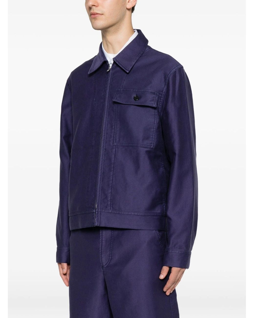 A.P.C. Blue Blouson Moleskine