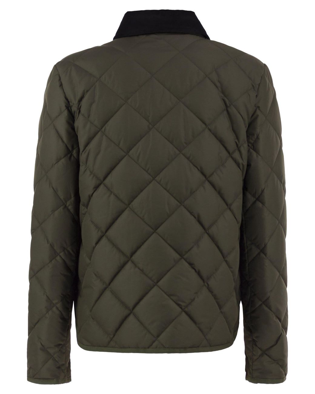 Fay Black Quilted Jacket With Corduroy Collar And Hook