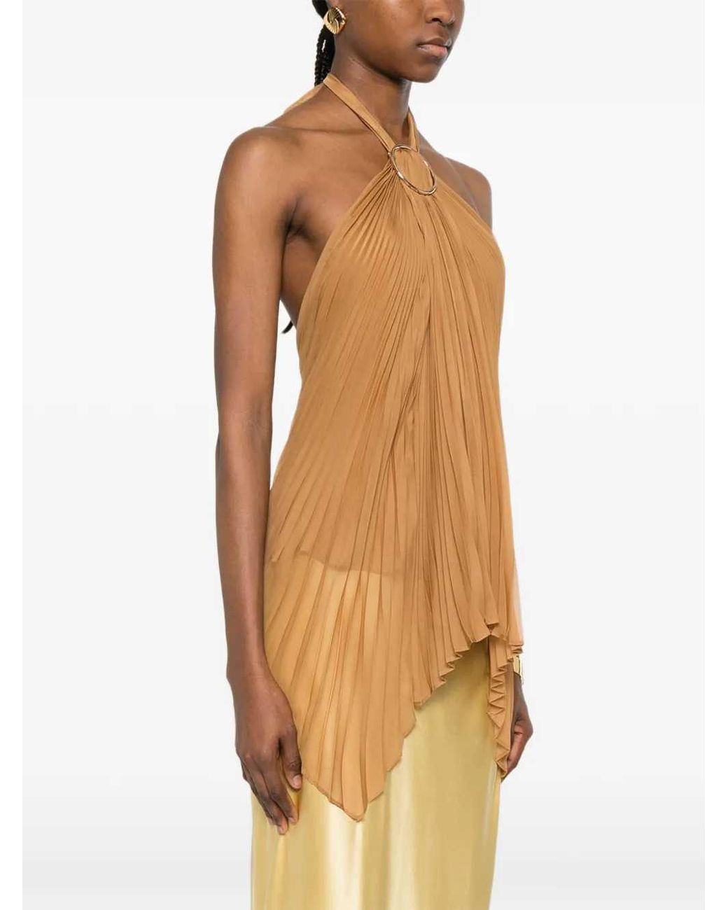 Max Mara Mxevalzer Top Met Plooien En Ring in het Brown