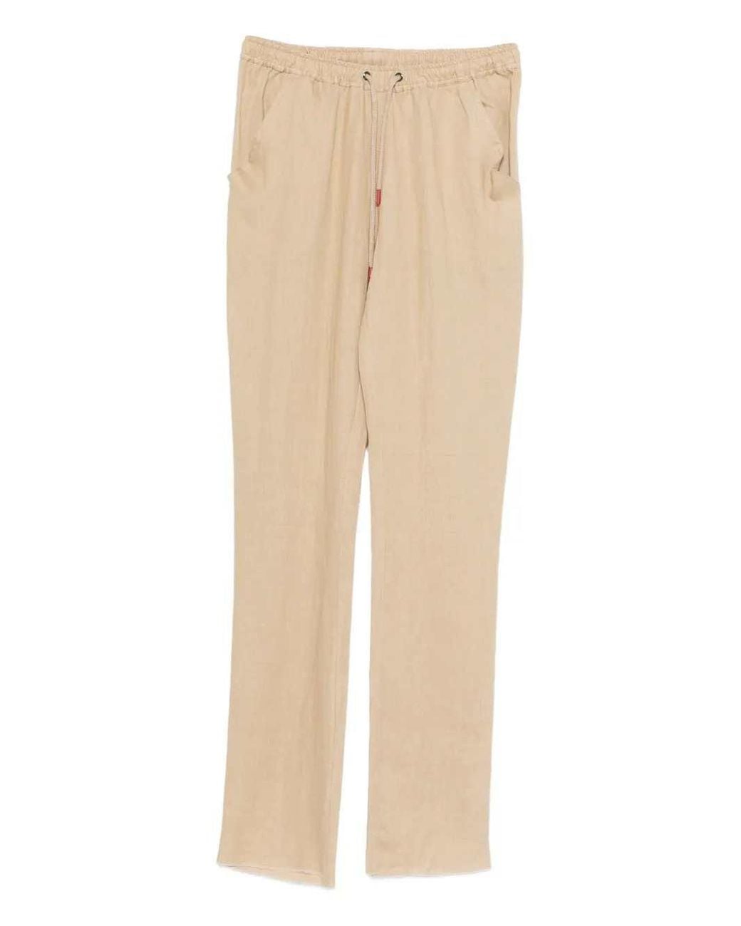 Kiton Natural Drawstring Waist Pants for men