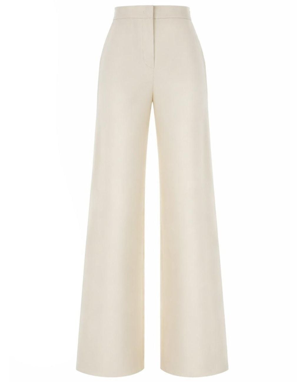 Max Mara White Flared Flat Front Pants