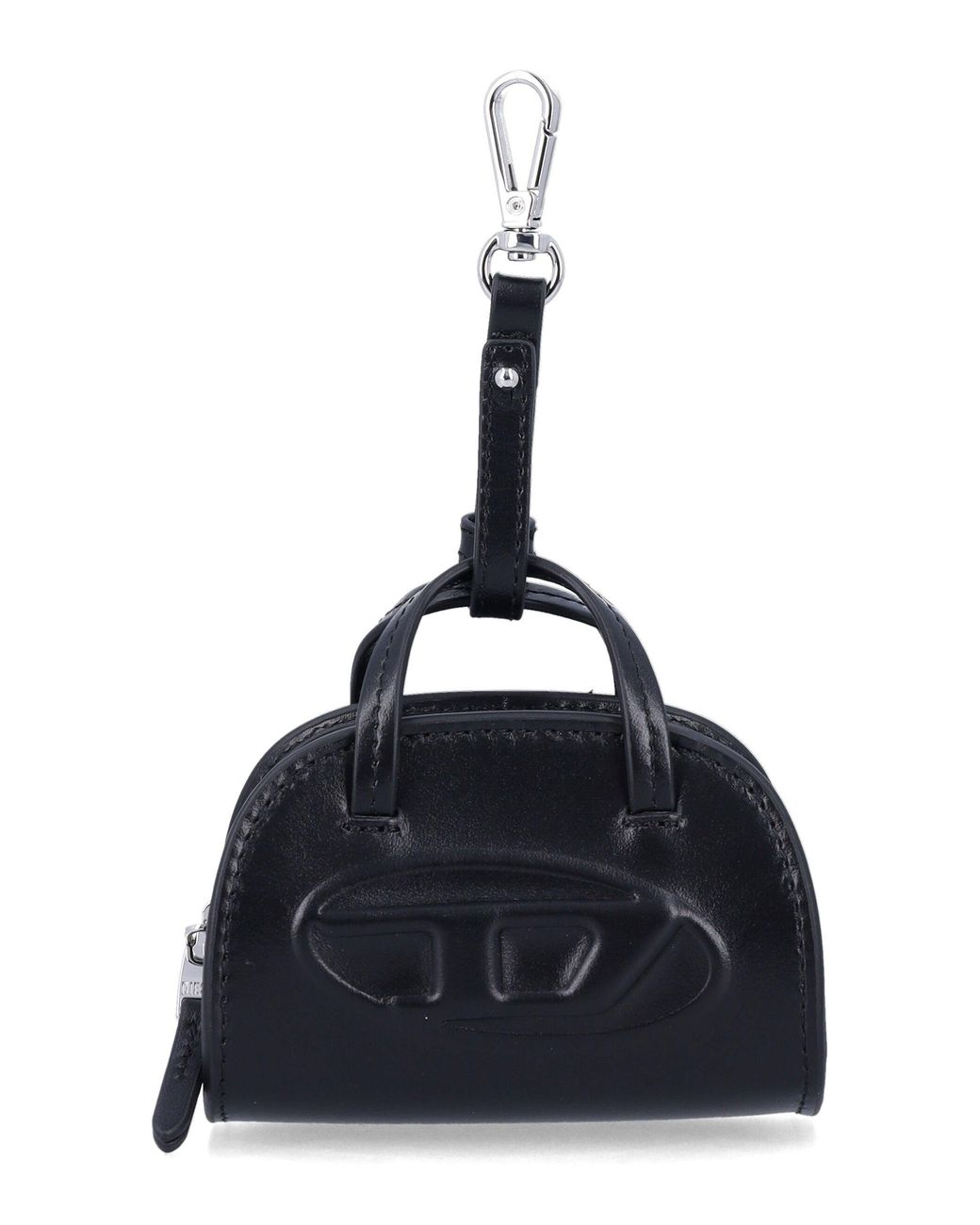 DIESEL Blue Lethestanether Coin Pouch Mini Handbag With Embossed Oval D Logo for men