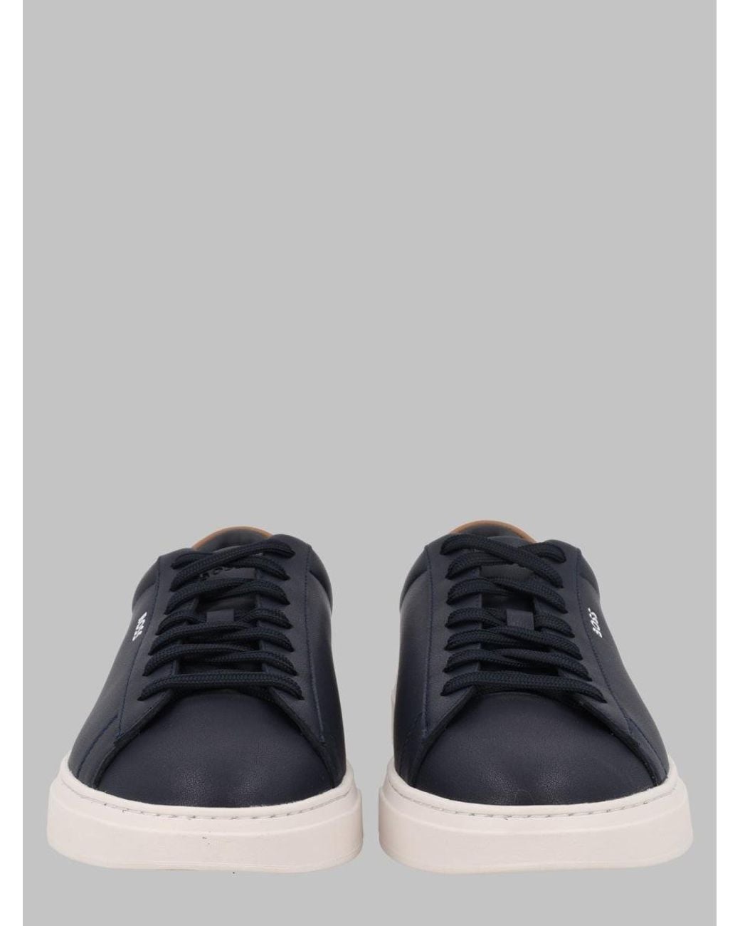 Boss Gray Low-Top Leather Sneakers