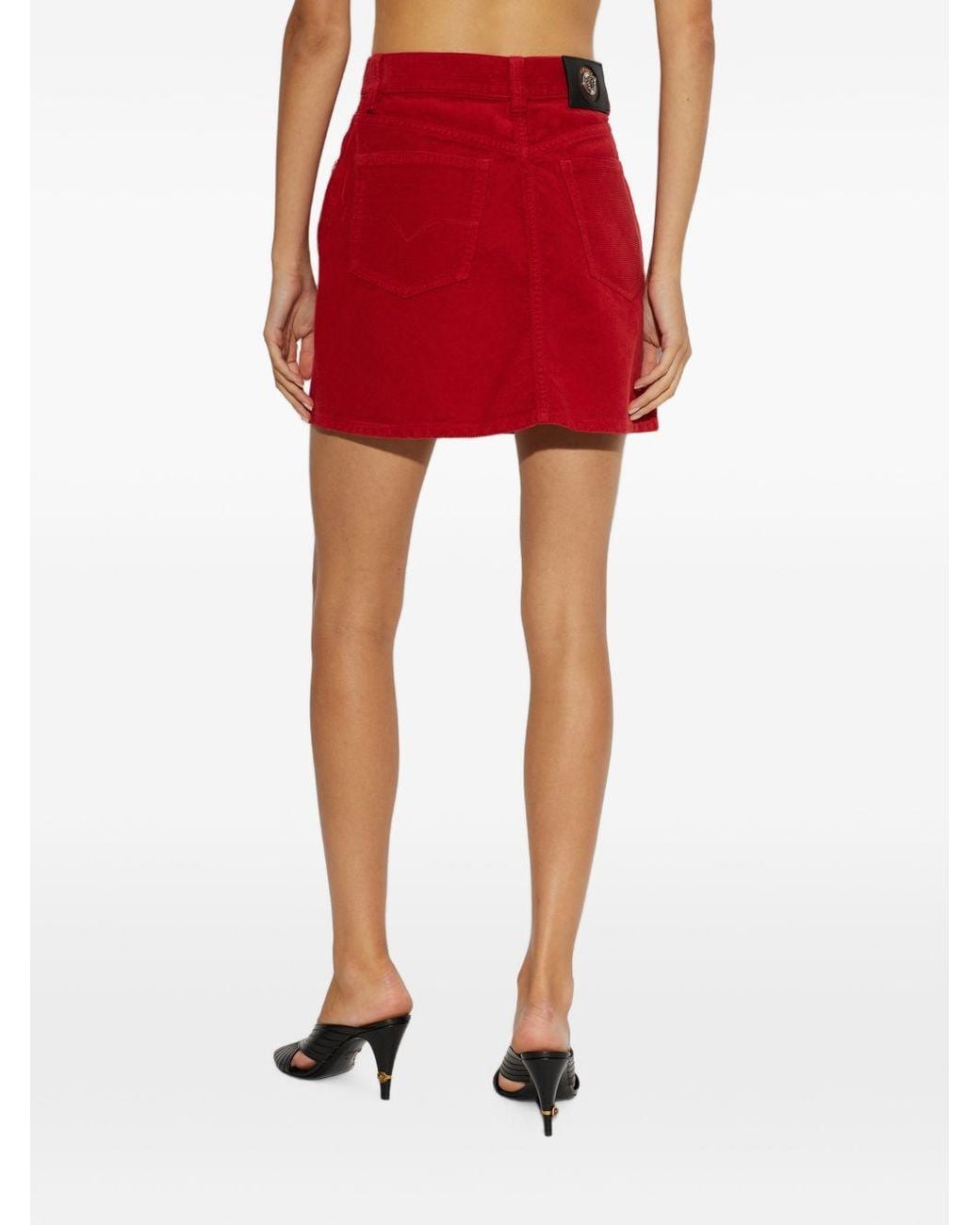 Versace Red Velvet Cotton Skirt