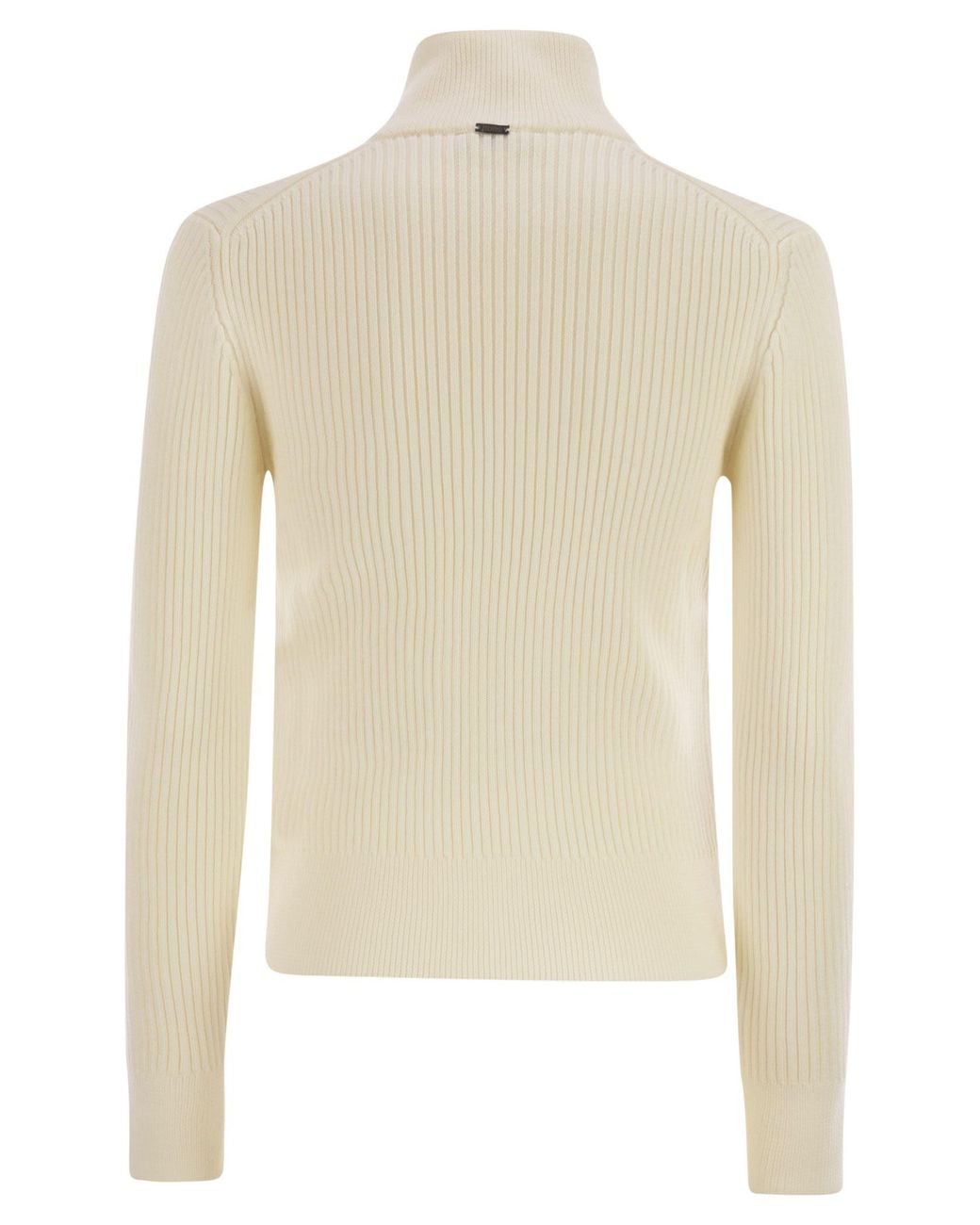 Herno Natural Wool Ribbed Cardigan