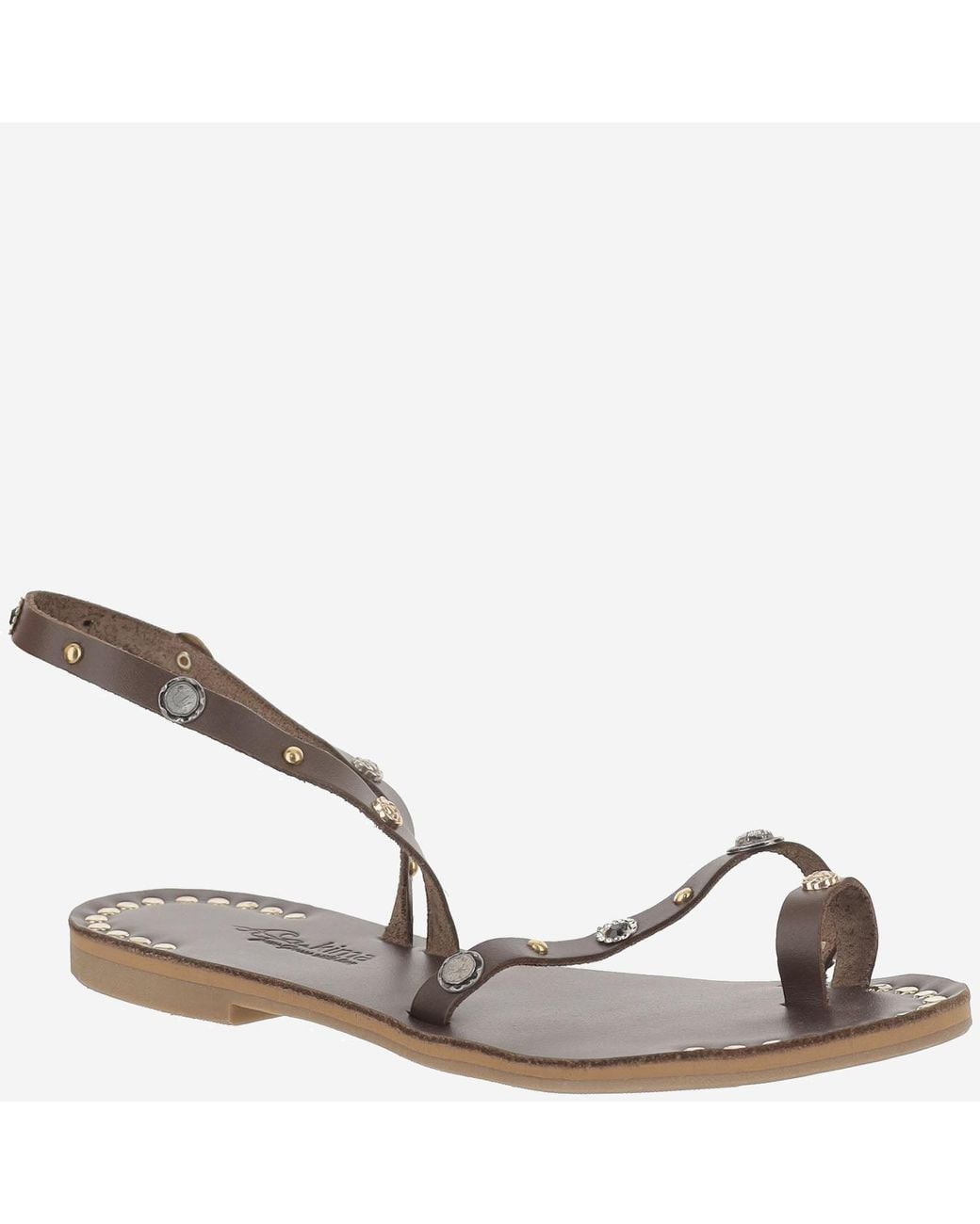 Kima Brown Leather Sandal With Embellishments