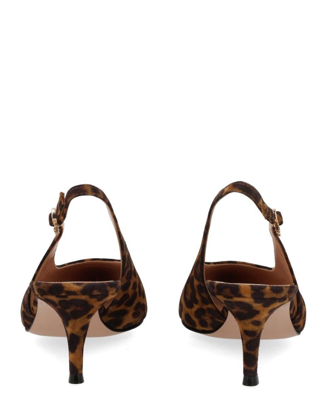 Gianvito Rossi Brown Leopard Print Leather Slingback Pumps, 5.5 Cm Heel