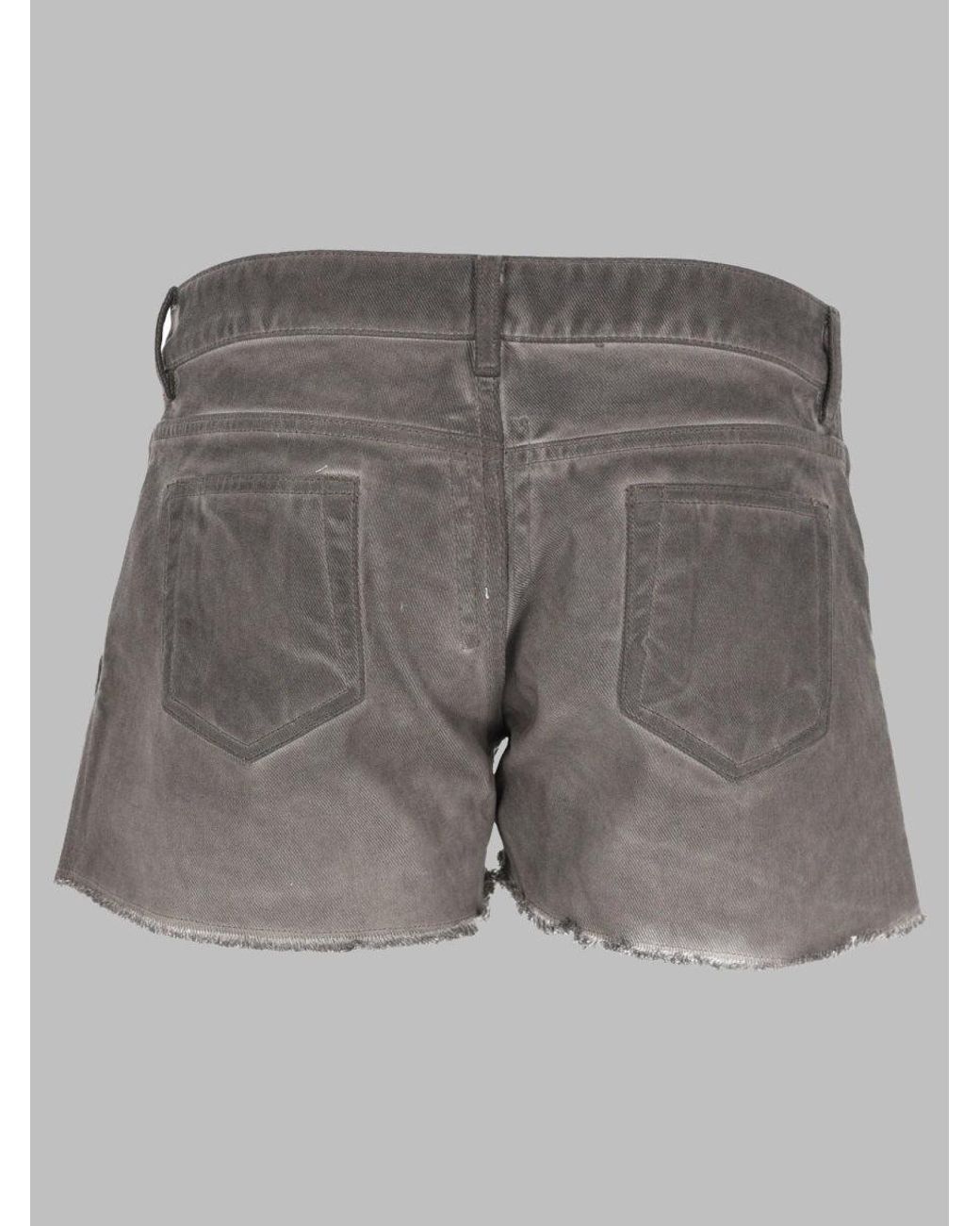Rick Owens Gray Denim Shorts Lana Cut Offs Cotton