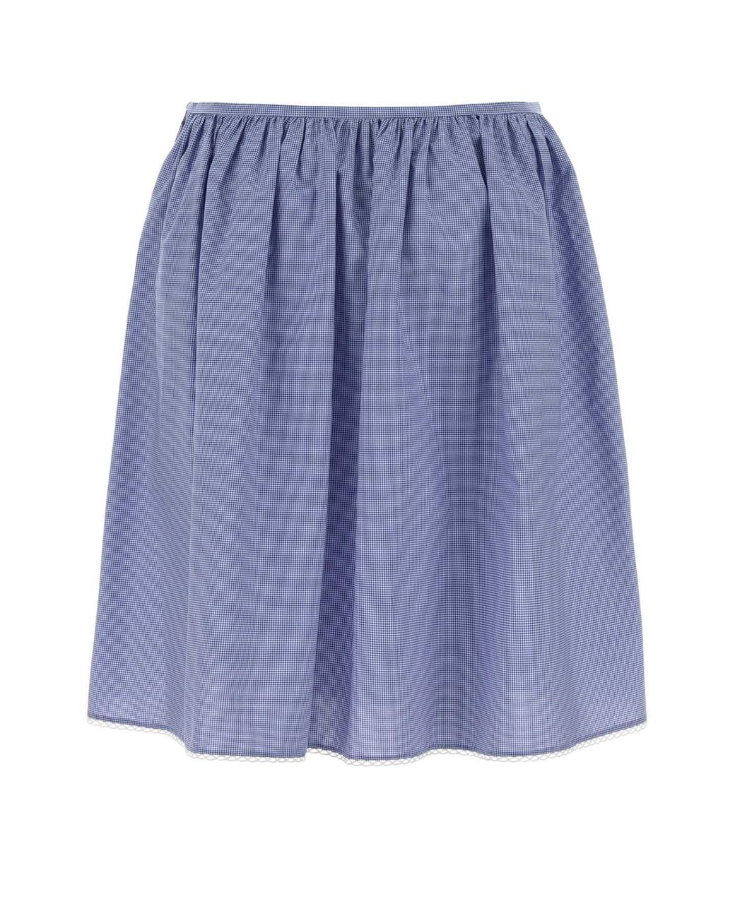Miu Miu Blue Embroidered Cotton Skirt