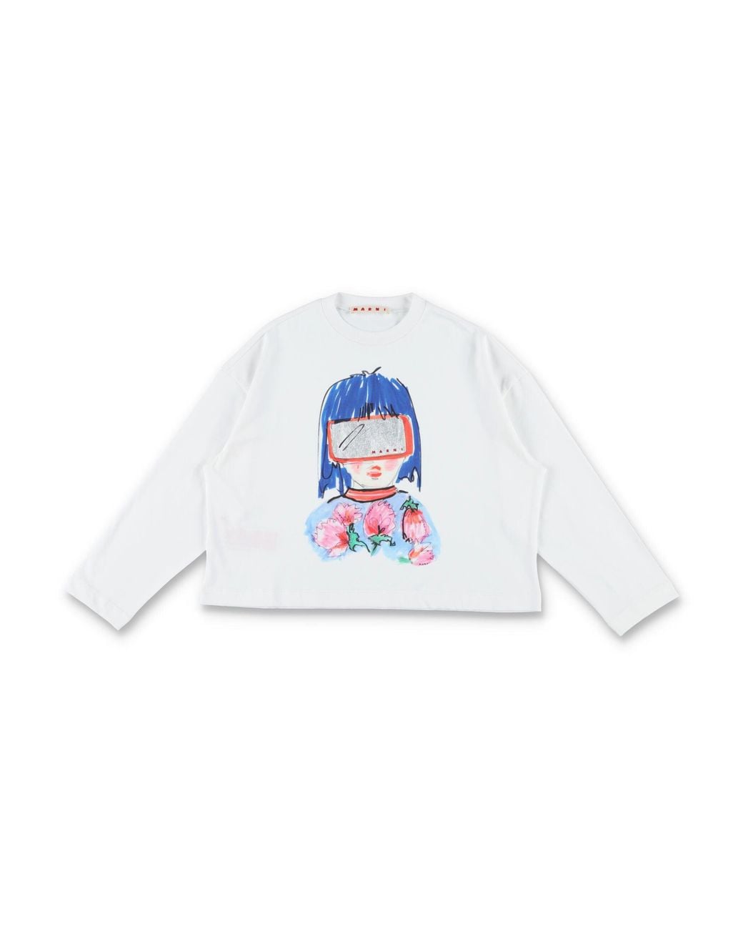 Marni White Girl's 100% Cotton T-Shirt