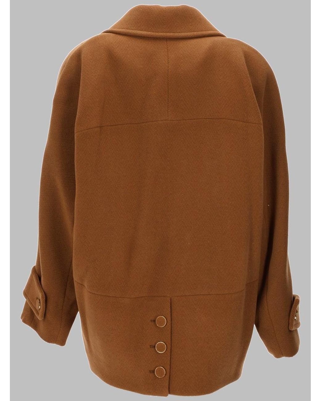 Chloé Brown Wool Double-Breasted Coat