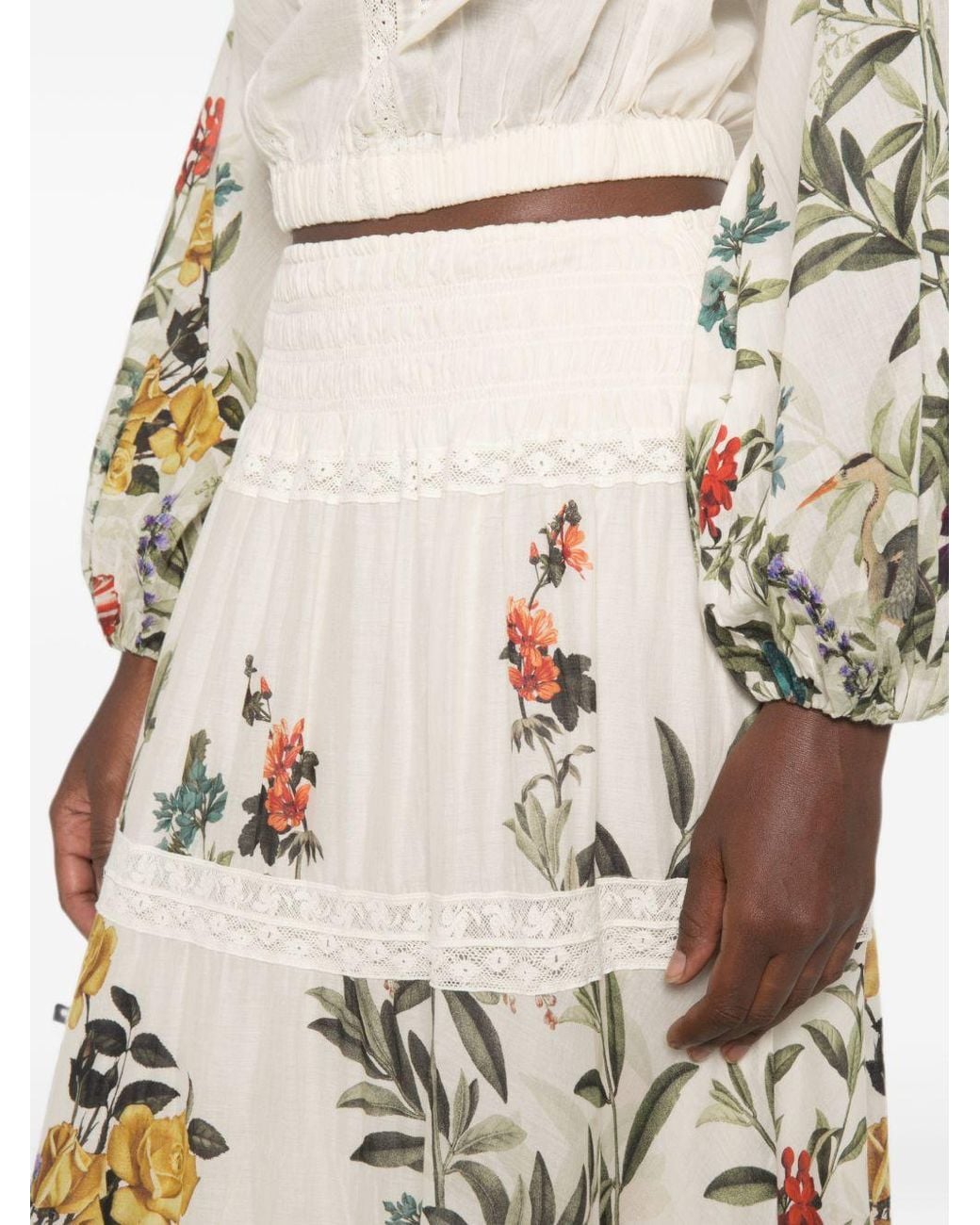 Alice + Olivia White Stevie Printed Maxi Skirt