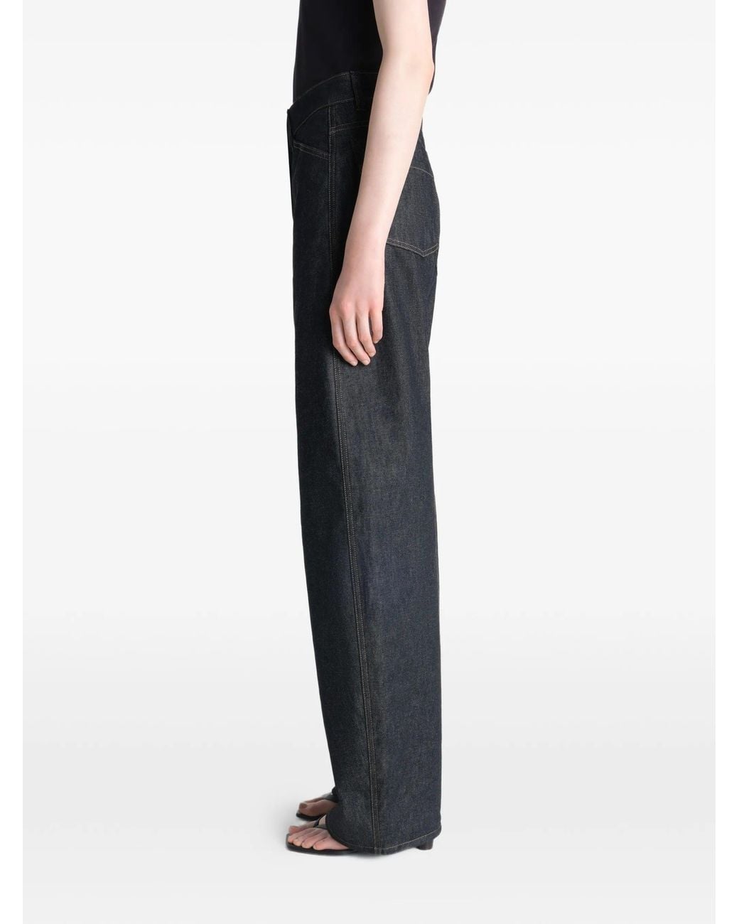 Lemaire Blue High Waisted Curved Pants