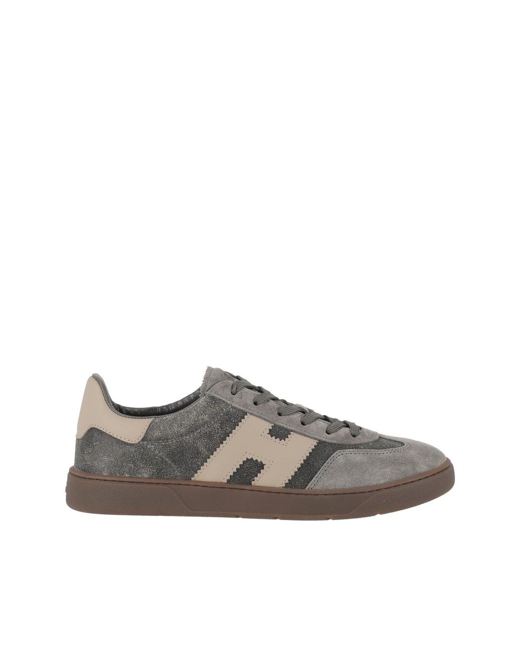 Hogan Gray Cool Suede Calfskin Low-Top Sneakers