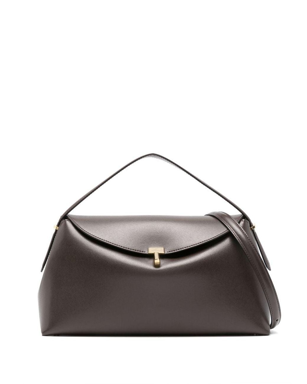 Totême Brown T-Lock Leather Handbag