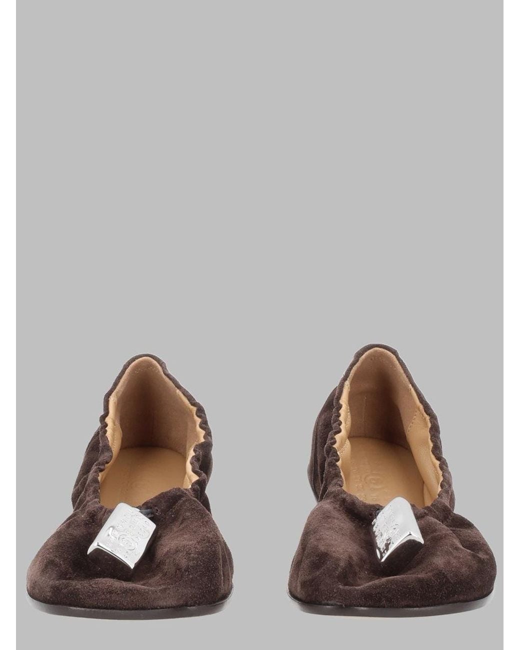 MM6 by Maison Margiela Brown Sleek Leather Flats For