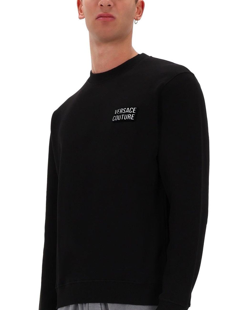 Versace Jeans Couture Black Sweatshirt With Logo for men