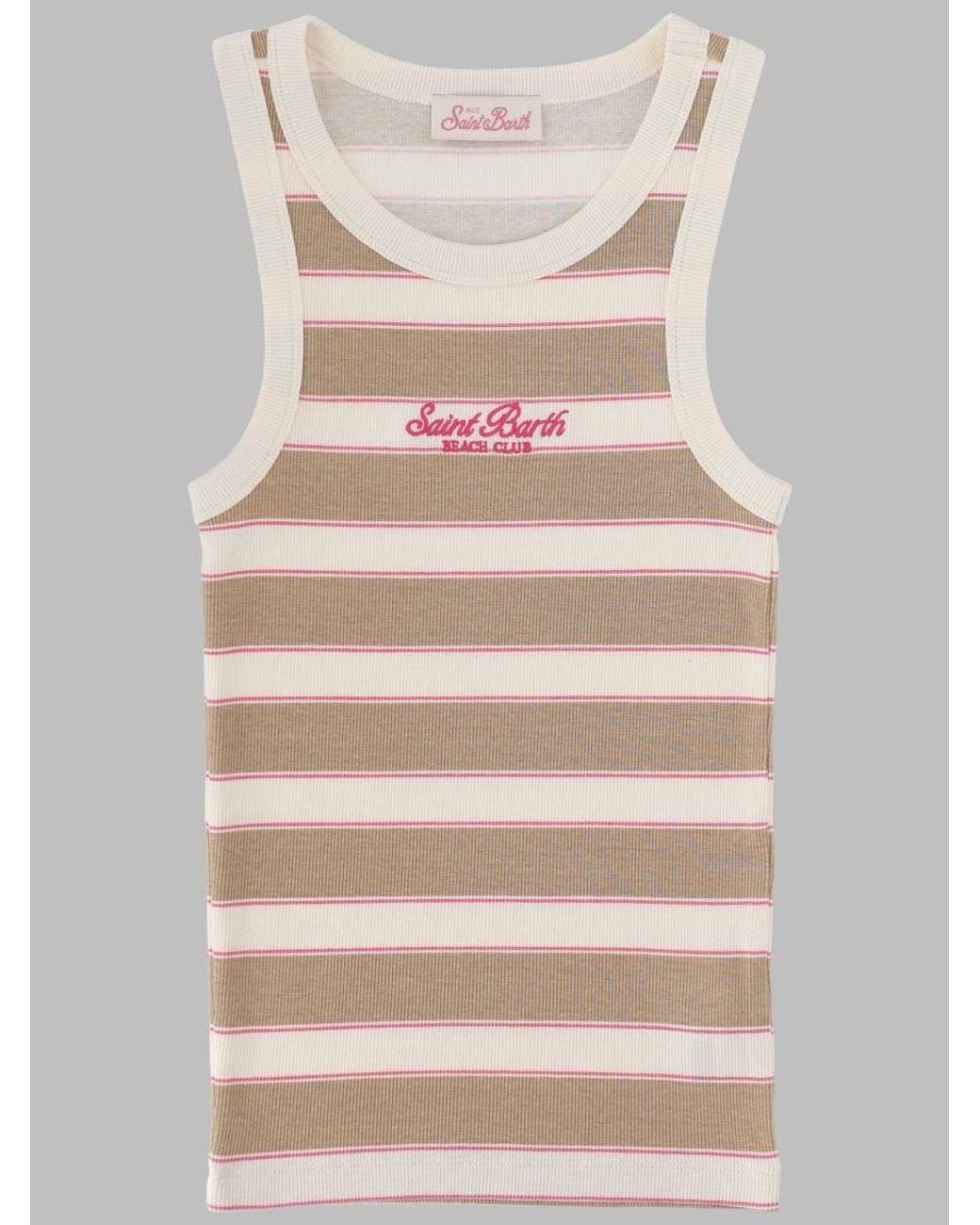 Mc2 Saint Barth Natural Tank Top "Ada" Con Logo