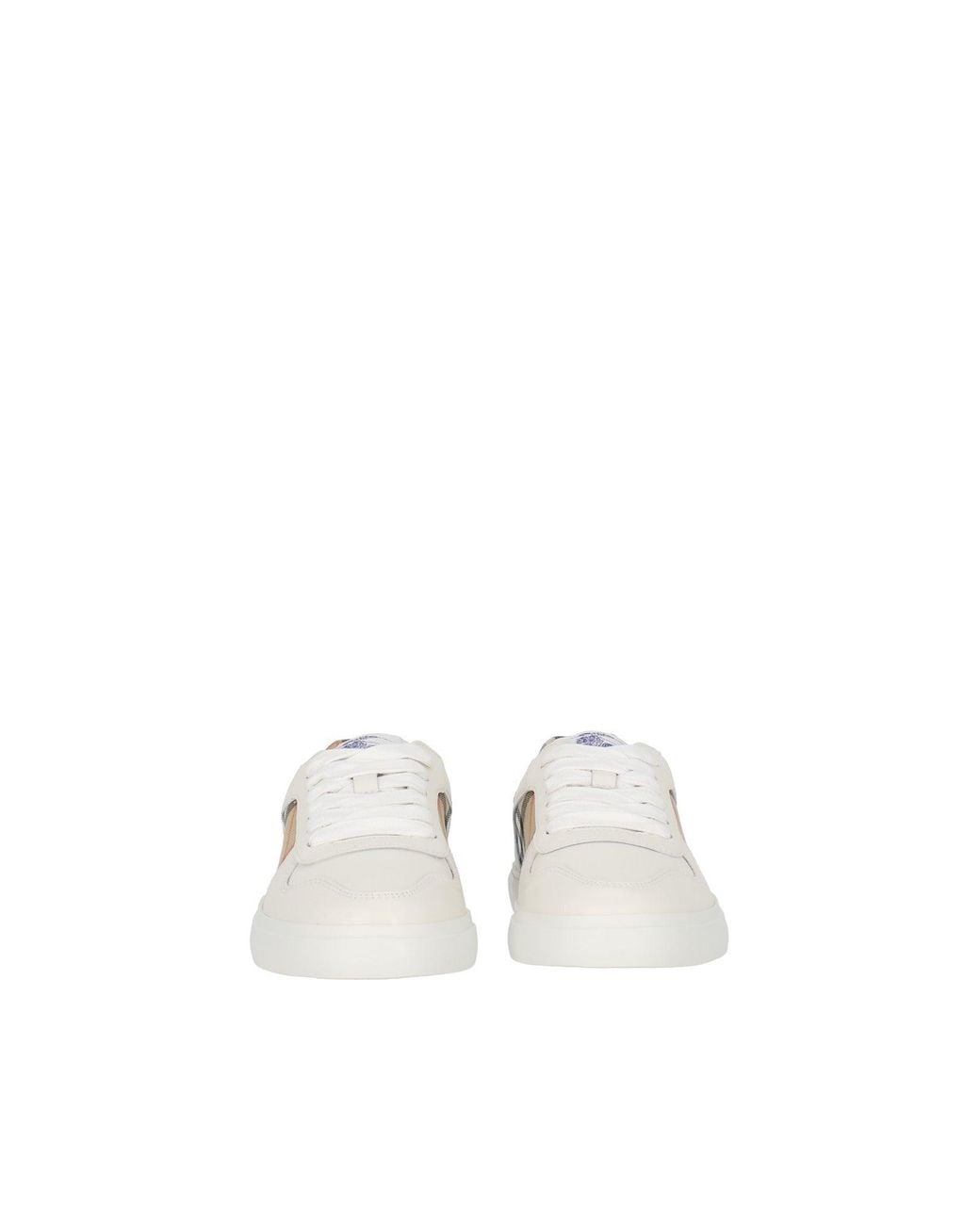 Burberry White Kid Vulcansed Trainr