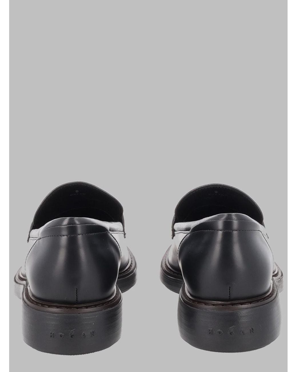 Hogan Gray Leather Penny Loafers for men