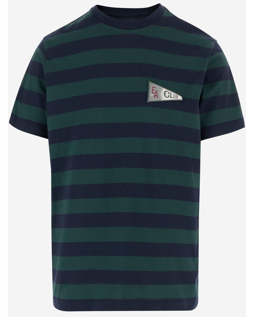 Emporio Armani Blue Striped Cotton T Shirt