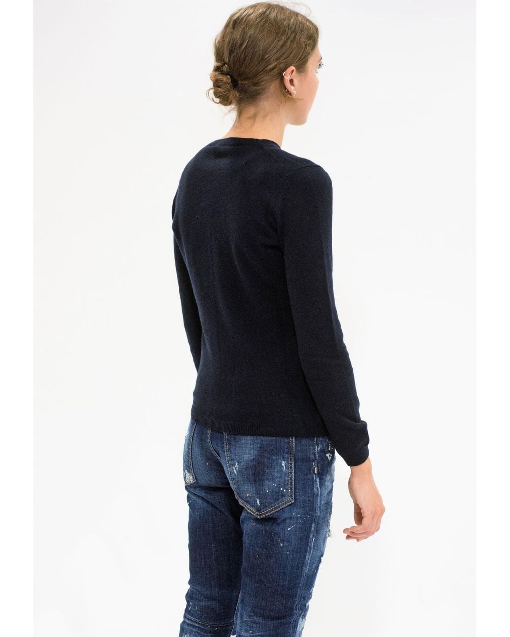 LA ROSE Blue Cashmere Cardigan