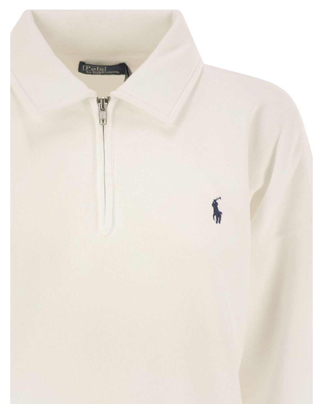 Polo Ralph Lauren Quarter Zip Pullover in White | Lyst