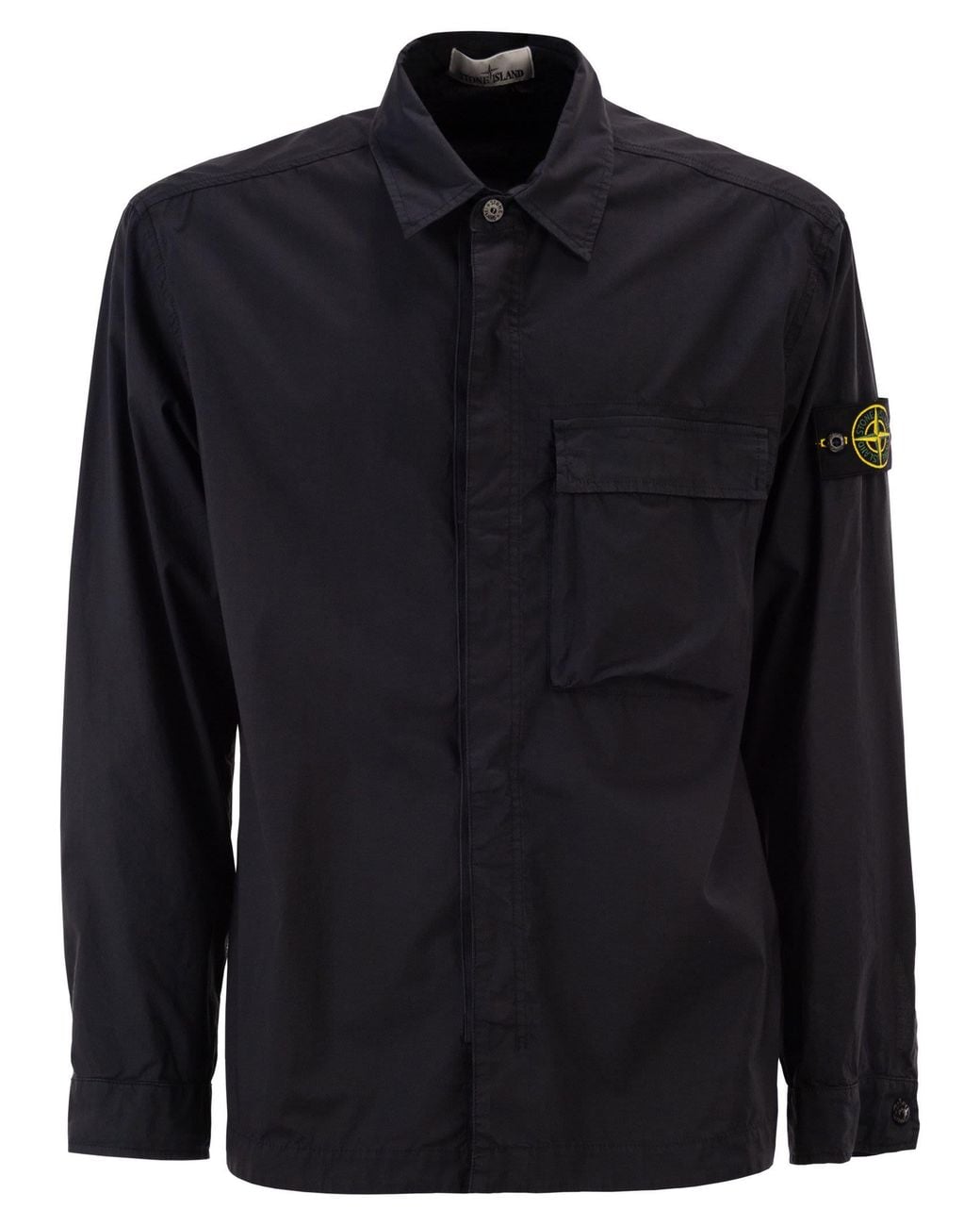 Stone Island Blue Comfort Fit Overshirt With Press Studs for men