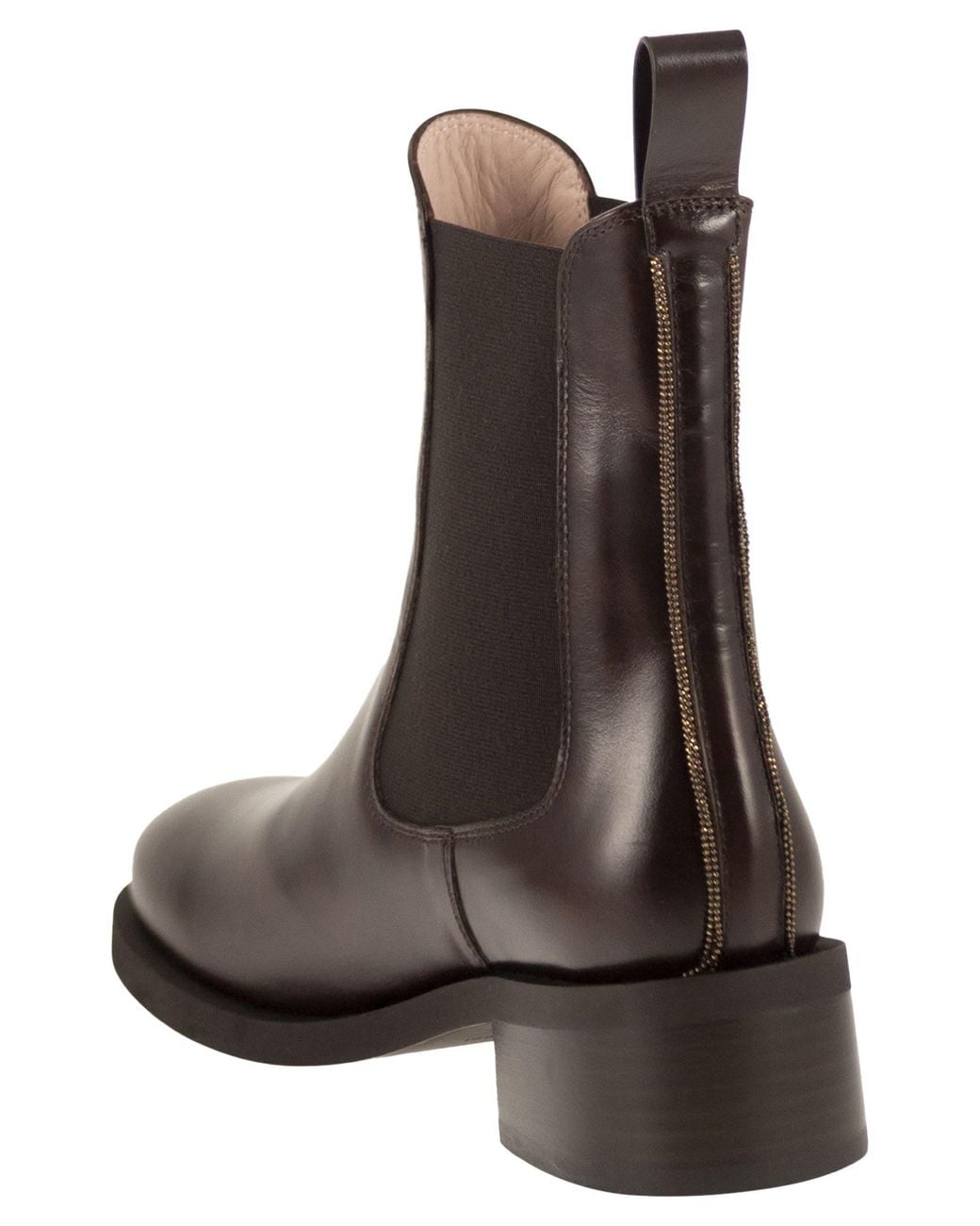 Fabiana Filippi Brown Leather Chelsea Ankle Boots With Low Heel