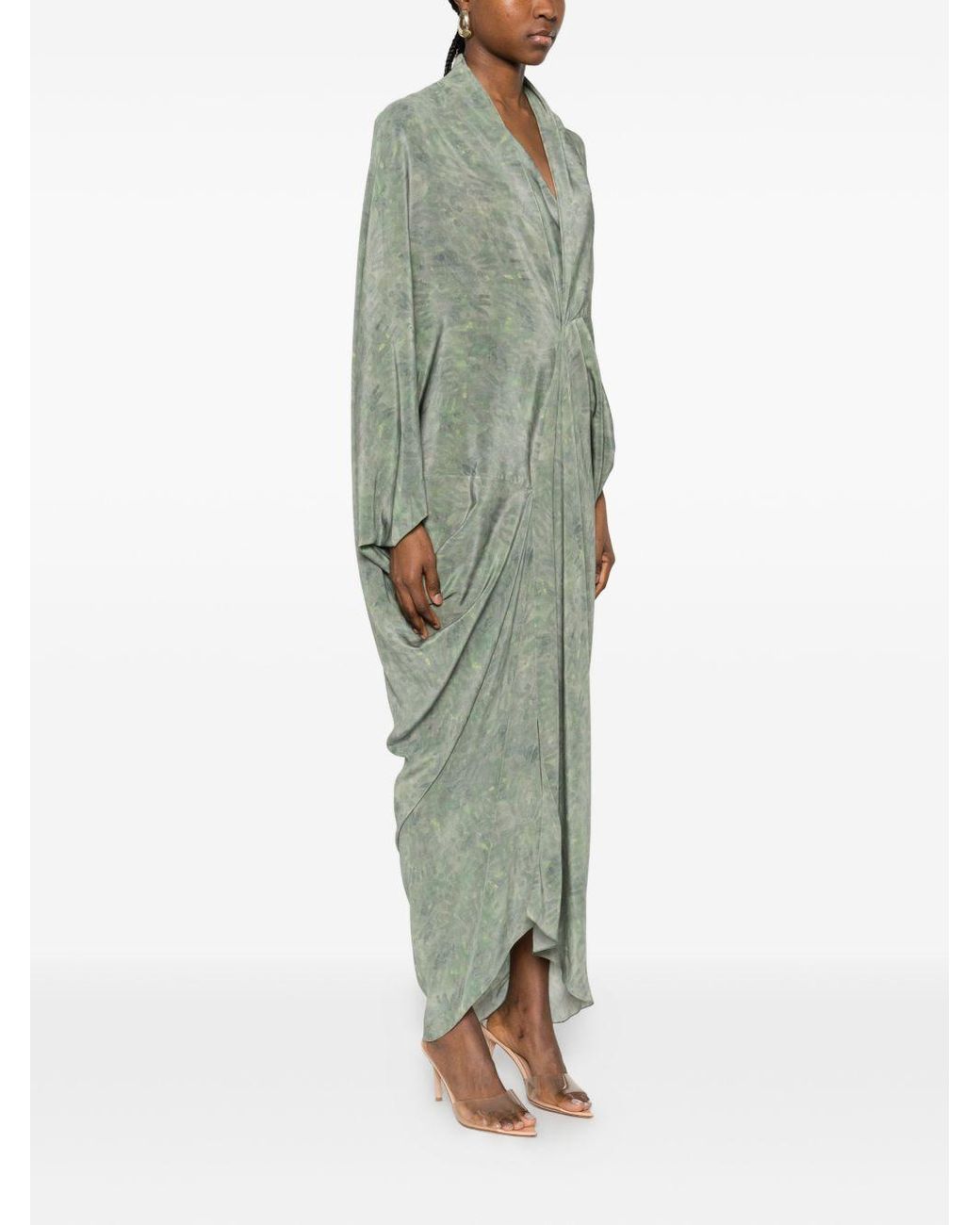 Cortana Green Mayu Silk Long Dress