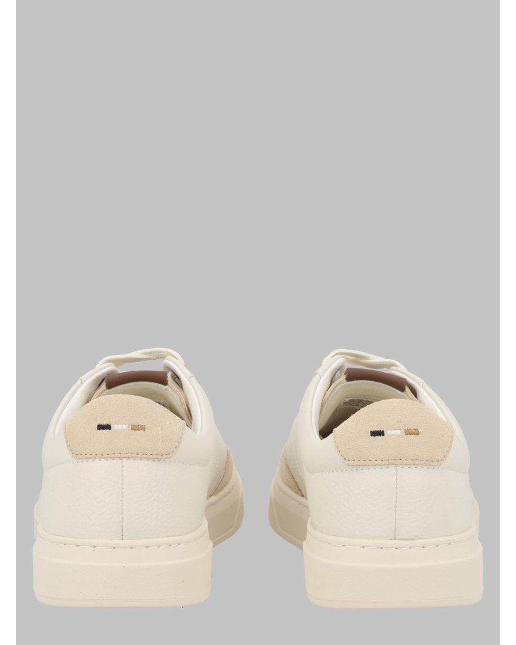 Boss Natural Leather Trim Lace-Up Sneakers