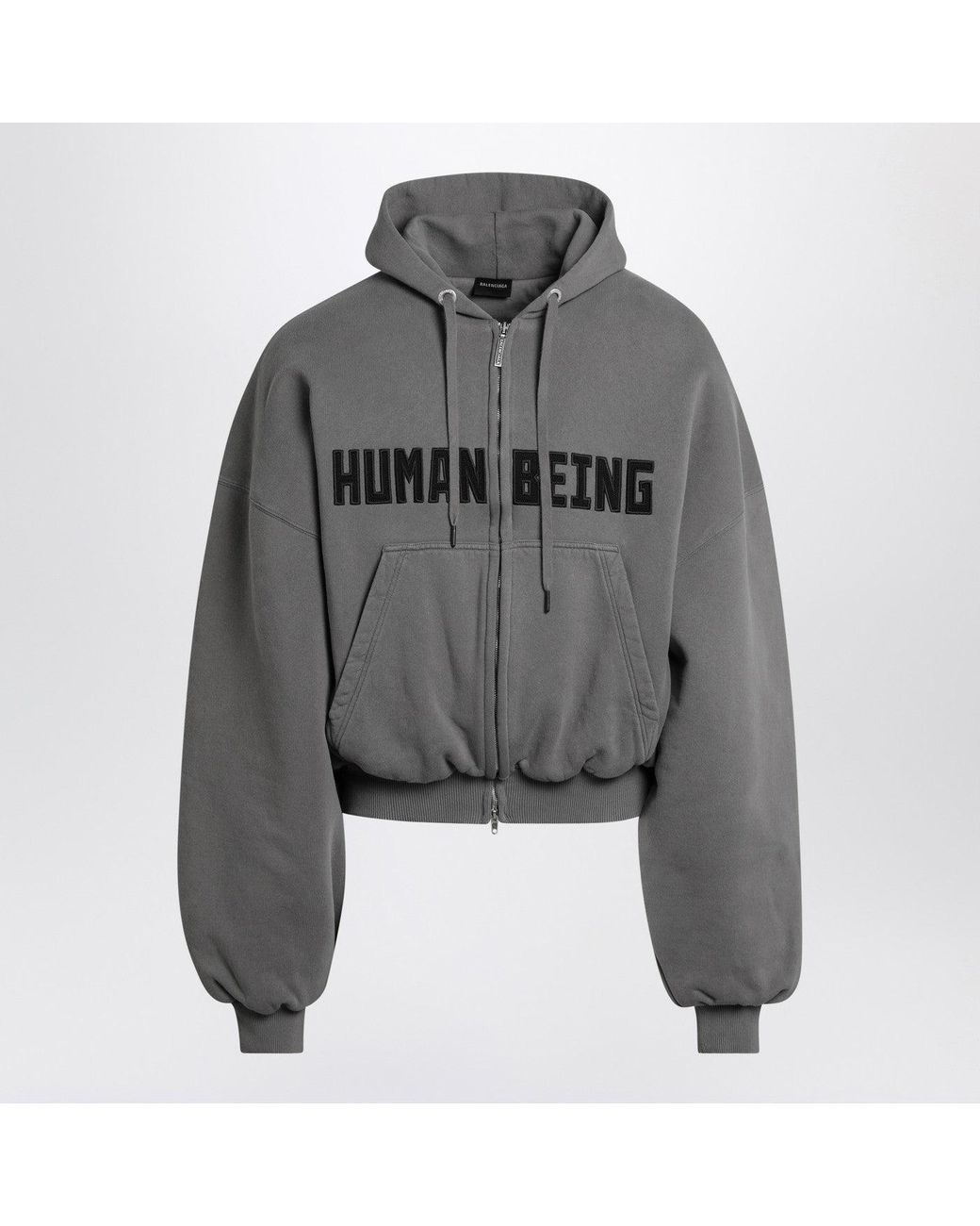 Balenciaga Dark Human Being Zip Hoodie in Gray for Men | Lyst