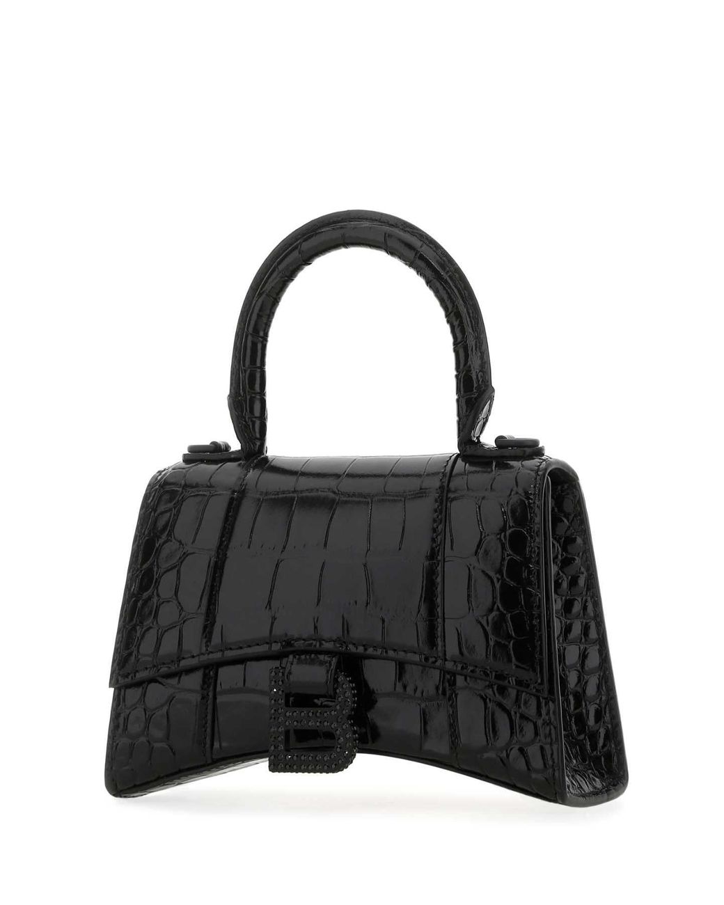 Balenciaga Black Leather Xs Hourglass Handbag
