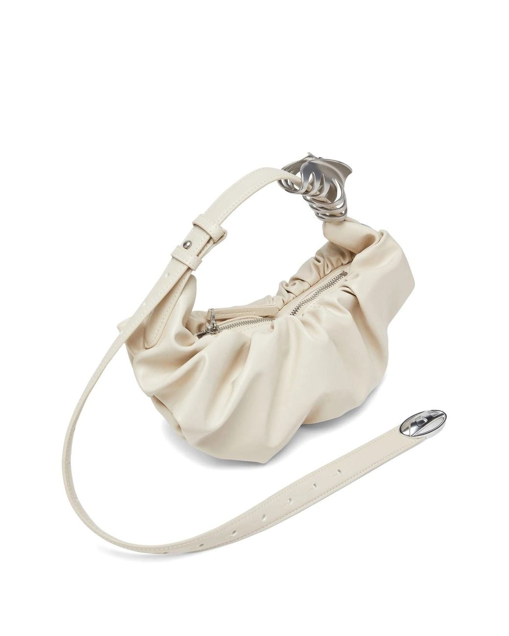 DIESEL White Grab D 2.0 Grab D Hobo S Shoulder Bag