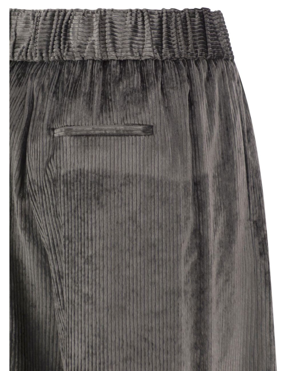 Peserico Gray Wide-Leg Corded Velvet Trousers