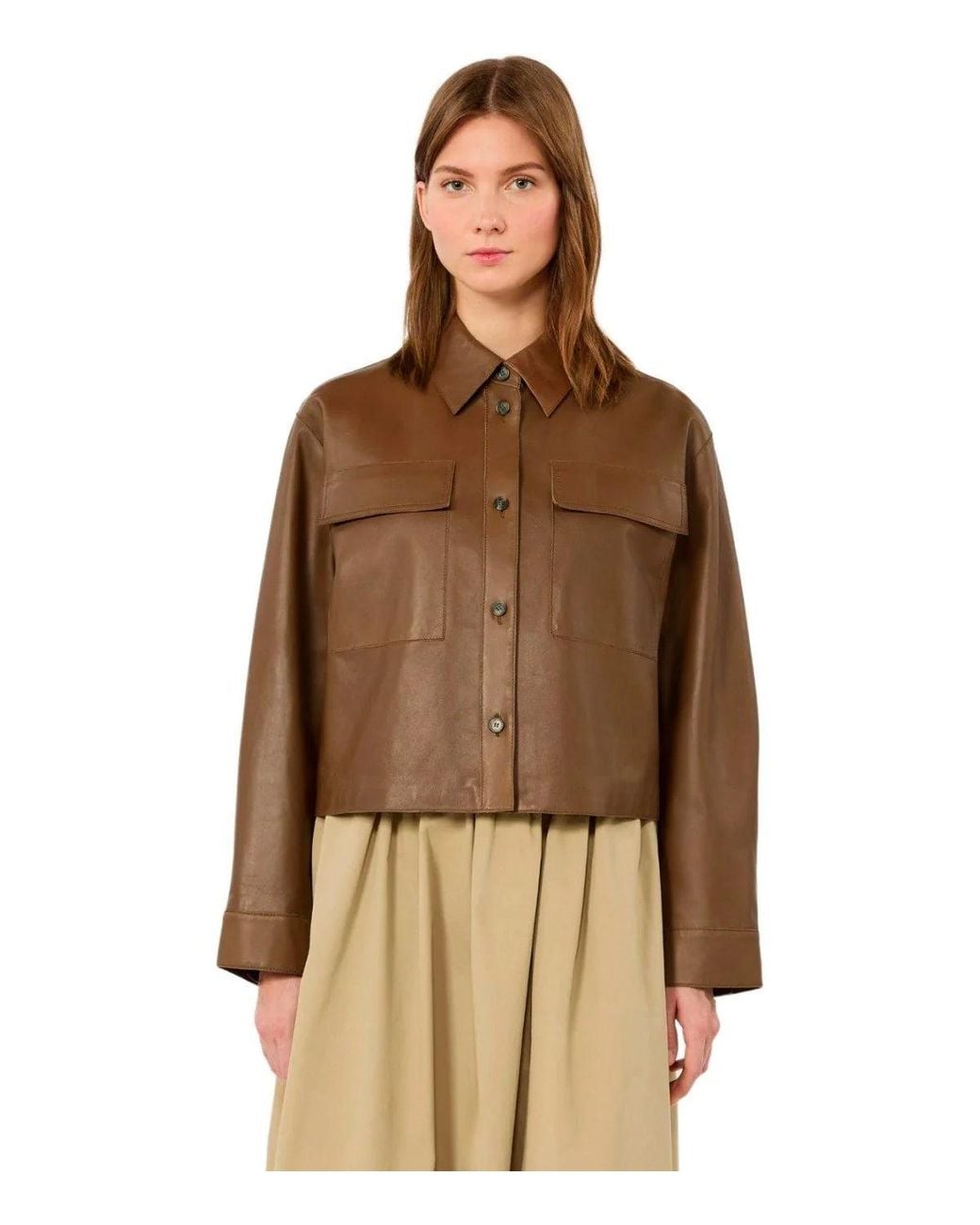 Weekend by Maxmara Brown Piovra Leather Jacket